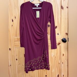 MICHAEL Michael Kors Burgundy Dress with Gold Grommets